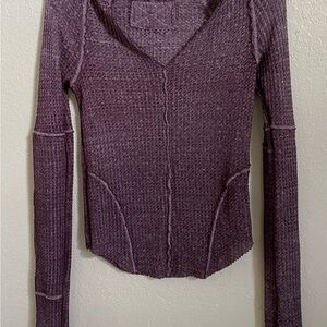 We The Free Plum Waffle Knit Top